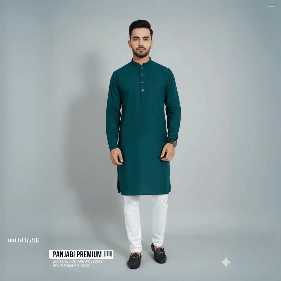 Eagle Green প্রিমিয়াম ভাংচুর ফ্যাব্রিক্স পাঞ্জাবি / কোড ১১০