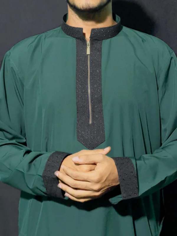 Mineral Green প্রিমিয়াম মাইক্রোস্টিচ পাঞ্জাবি / কোড ১০২