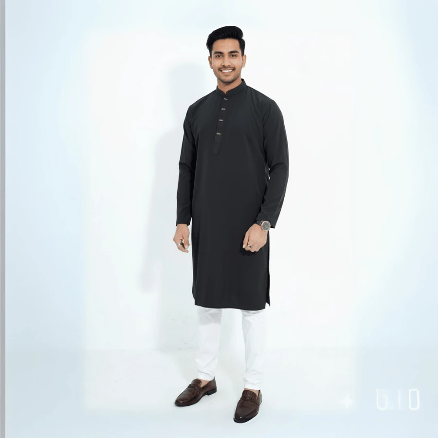 Black প্রিমিয়াম ভাংচুর ফ্যাব্রিক্স পাঞ্জাবি / কোড ১০৭